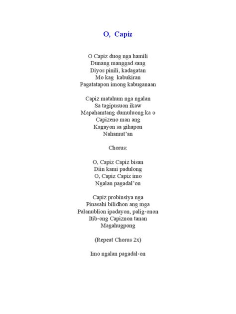 capiz hymn|capiz: Capiz Hymn.